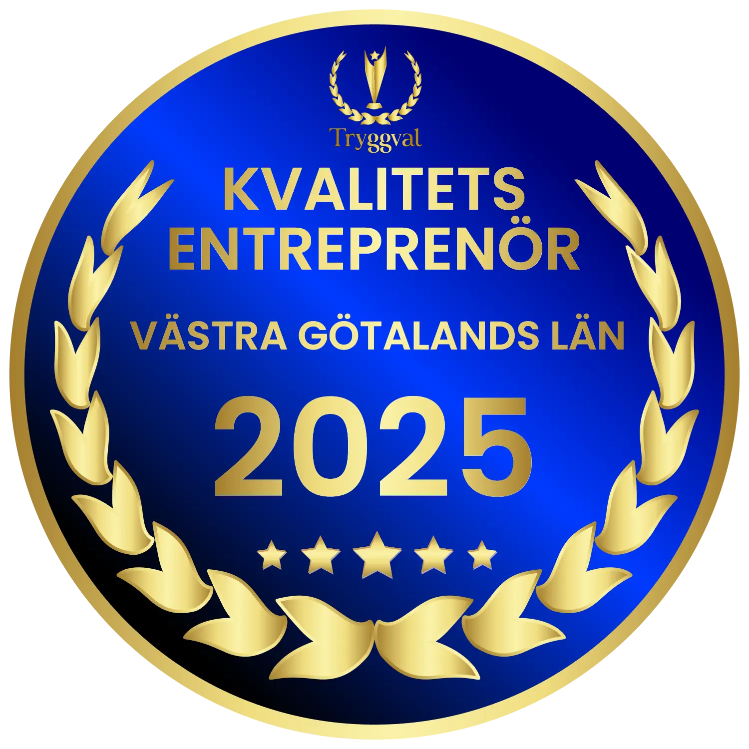 Quality Entrepreneur 2025 certification badge from Tryggval