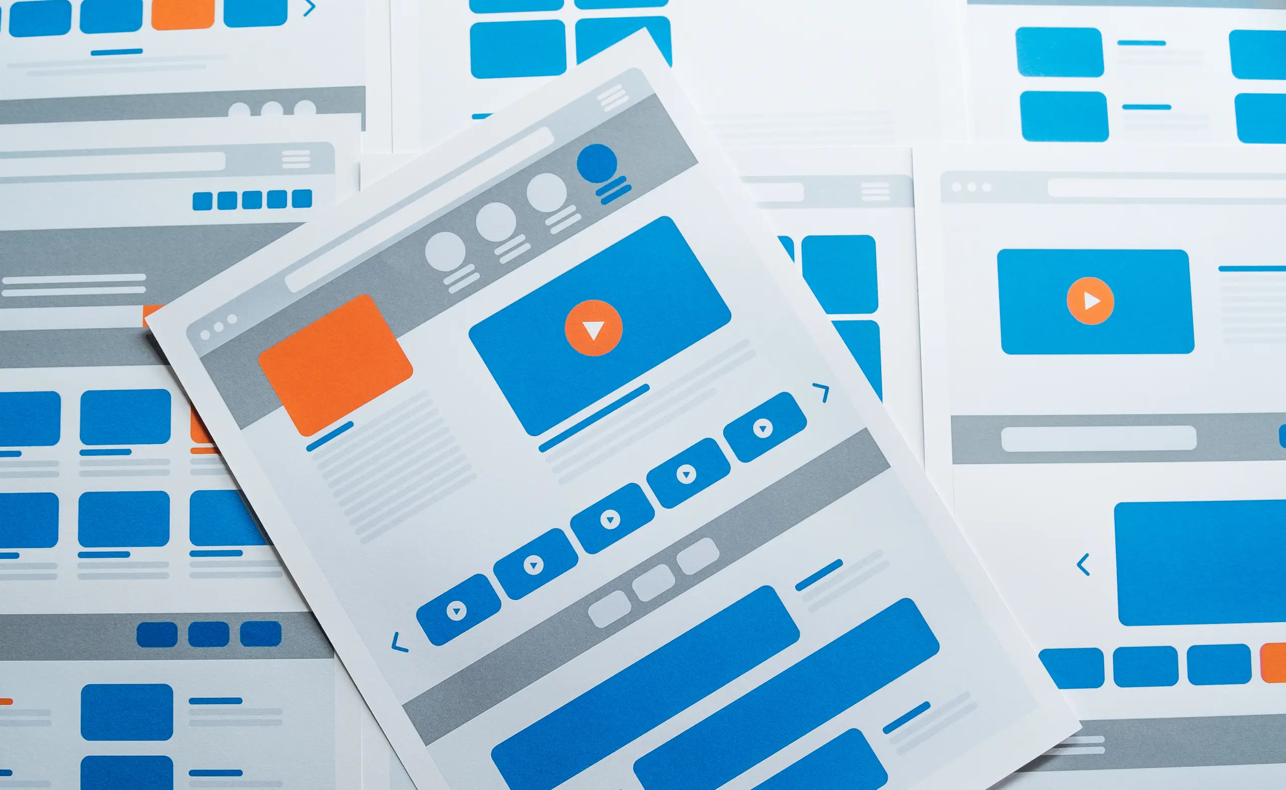 Top view of UI/UX design sheets